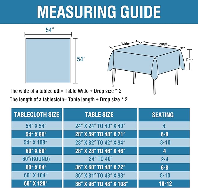 H.VERSAILTEX Linen Textured Table Cloths 54 x 54 Inch Premium Solid Tablecloth Spill-Proof Waterproof Table Cover for Dining Buffet Feature Extra Soft and Thick Fabric Wrinkle Free, Teal