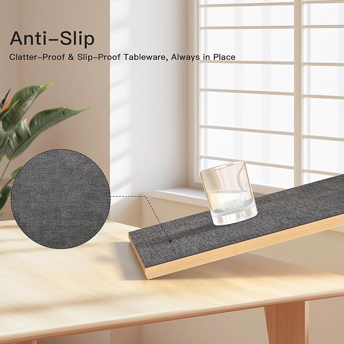 DOLOPL Placemats Set of 8, Reversible Wipeable & Heat Resistant Place Mats, Modern Faux Leather Table Mats for Kitchen, Neutral Waterproof Tablemats for Dining Table Decor, Wedding, Party(Charcoal)