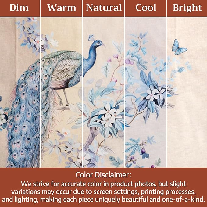 Maison d' Hermine Placemats 100% Combed Cotton Premium Set of 4 Decorative Table Cloth Placemat, Dining, Holidays, Buffet Party - Peacock Utopia - Sandy Beach (13 Inch x 19 Inch)