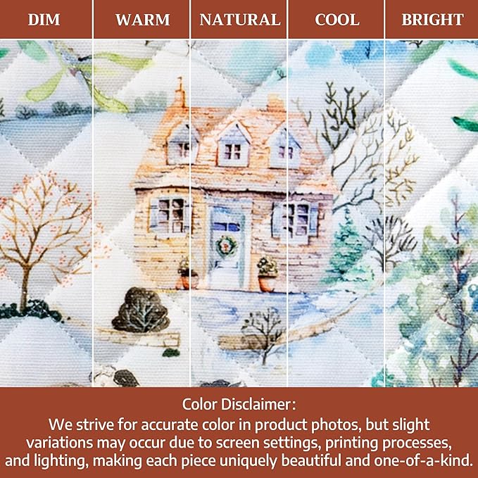 Maison d' Hermine Pot Holders 100% Cotton Heat Resistant Potholders 8" x 8" Hot Pads with Loop for Thanksgiving Christmas Decorations BBQ Cooking Baking Handling Hot Pans (Pack of 1, Snowy World)