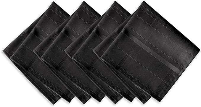 Newbridge 60 x 120 Inch Rectangle Fabric Tablecloth, Elegance Plaid, 100% Polyester, No Iron Soil Resistant Dining Room, Party and Banquet Table Cover, Solid Textured, Black