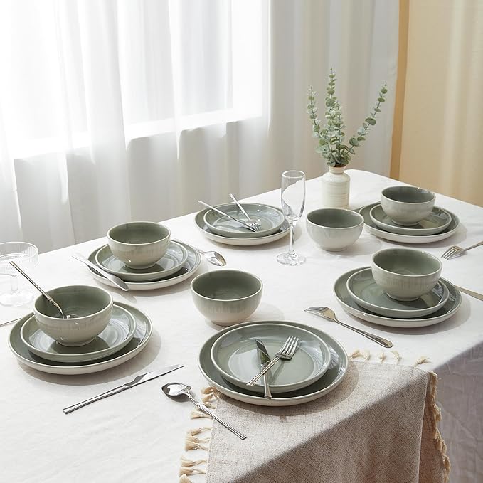 Dinnerware Sets Service for 12, Gradient Green
