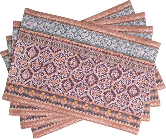 Maison d' Hermine Placemats Set of 4 100% Cotton Washable Cloth Place Mats, Reusable Table Mats for Thanksgiving Christmas Decorations Kitchen Dining Party Wedding Restaurant (Fair Isle, 13" x 19")