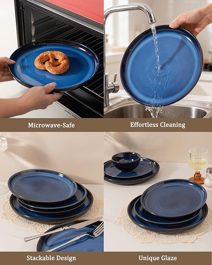 Dinnerware sets plates and bowls sets modern plates,Ceramic Dinnerware Sets,12 Pieces Porcelain Lightweight Plates,Scratch Resistant Dish Set (style - 8, 4 - Set (12pcs))