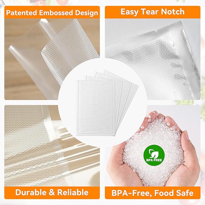 Wevac Vacuum Sealer Bags ??100 Count (6?냉?0??& 8?냉?2??, Heavy-Duty BPA-Free Food Storage Bags, Puncture-Resistant, Freezer & Sous Vide Safe, Compatible with All Vacuum Sealers