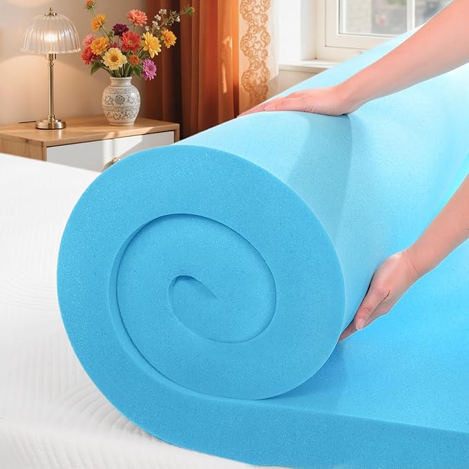 SyMax King Mattress Topper, Gel Infused Memory Foam Mattress Topper, Soft Bed Topper Mattress Pads for Bed, Sofa, RV, CertiPUR-US Certified, Blue, 3 Inch