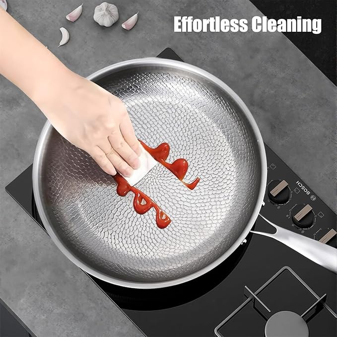 Titanium Hammered Pan Pro with Lid, 2025 New Multifunctional Ultra-Durable Scratch-Resistant Non Stick, Even Heating For Cooking
