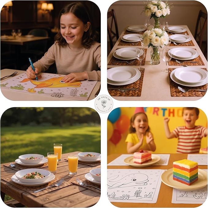 Disposable Paper Placemats for Dining Table ??Spring Design ??Table Mats ??Party & Easter Place Mats ??Recyclable Paper Placemats Disposable Bulk 100-Pack