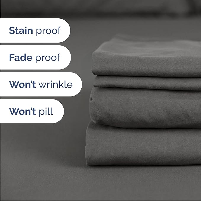 Queen 6 Piece Sheet Set - Cooling & Breathable Bed Sheets - Hotel Luxury Bed Sheets for Women, Men, Kids & Teens - Bedding with Deep Pockets & Easy Fit - Soft and Wrinkle Free - Queen Charcoal Sheets