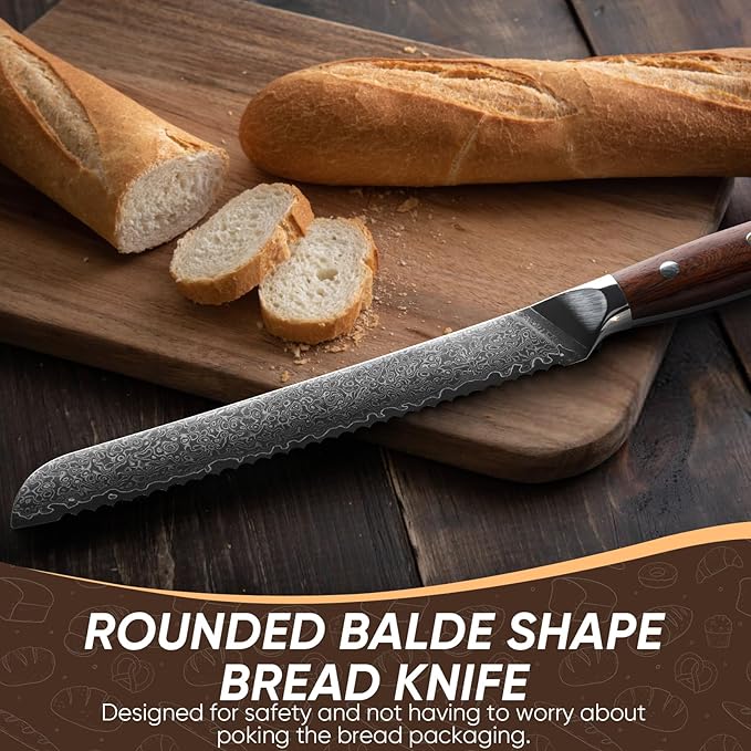 Purple Dragon Bread Knife for Homemade - 8 Inch Serrated Knife for Slicing Sourdough Bread, Cake & Fruits - Christmas Gift for Men and Women