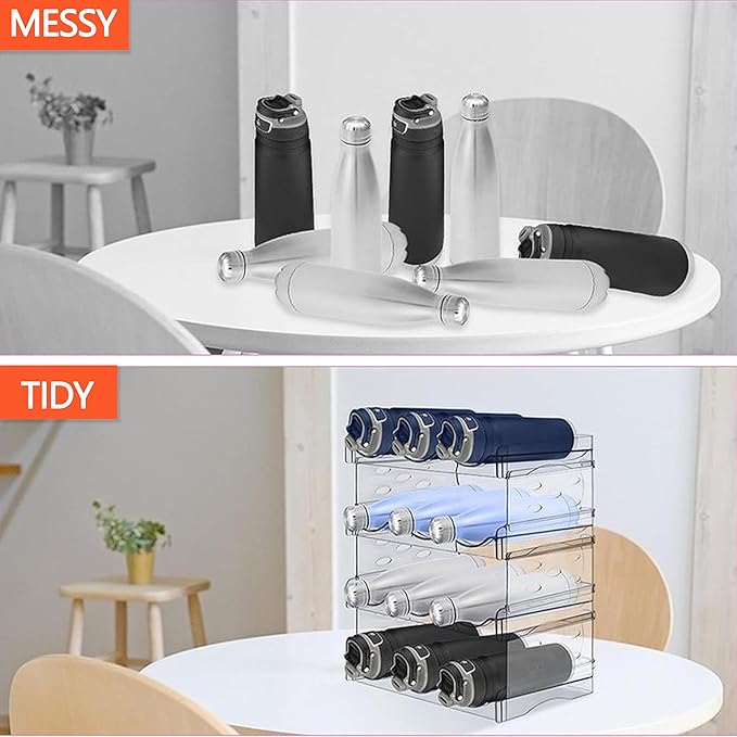 Stackable Wine Rack,Wine Bottle Holder for Inside Cabinet,for Pantry,Refrigerator,Countertop Organization-3 Tiers for 9 Bottles