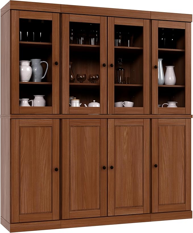 Palace Imports 100% Solid Wood Kitchen Pantry Hutch, Mocha, 65" w x 71.5" h x 15.5" d, Renewable Eco-Friendly Wood, Made in Brazil