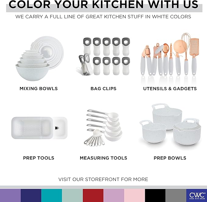 COOK WITH COLOR Bag Clips - Wide Heavy Duty, Large for Food Storage with Air Tight Seal Grip, Pack of 8, White