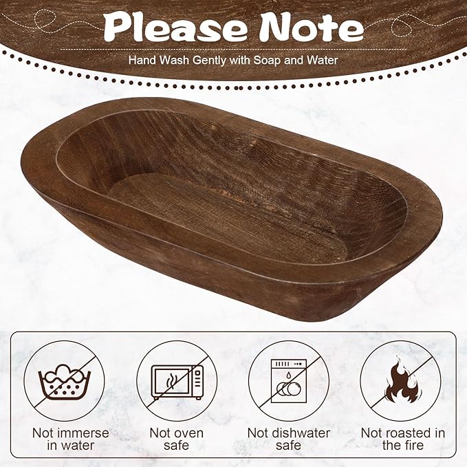 Nuogo 10 Pack Wooden Dough Bowls Bulk 12.5 Inches Rustic Dough Bowls for Wedding DIY Candle Home Crafts Making Farmhouse Fruits Supplies Decoration(Brown)