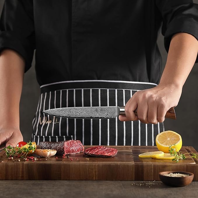 Wakoli EDIB Pro Damascus Carving Knife ??Japanese Style Meat Slicer | 6.7-Inch Blade Made of 67-Layer Damascus Steel with VG10 Core | Ergonomic Pakkawood Handle | Professional Carving Tool