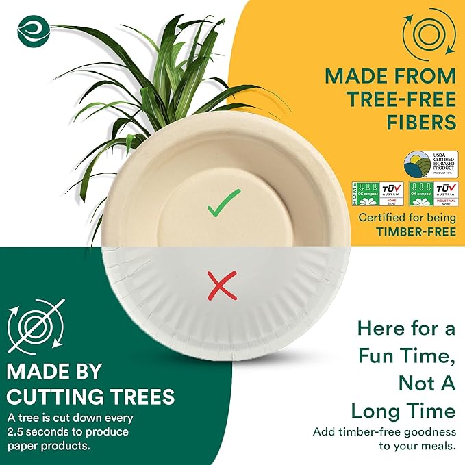 ECO SOUL 100% Compostable 12 Oz Soup Bowls [4 Packs of 125] Disposable dessert bowls I Heavy duty paper bowl I Eco-friendly salad bowl I Biodegradable large Bowls
