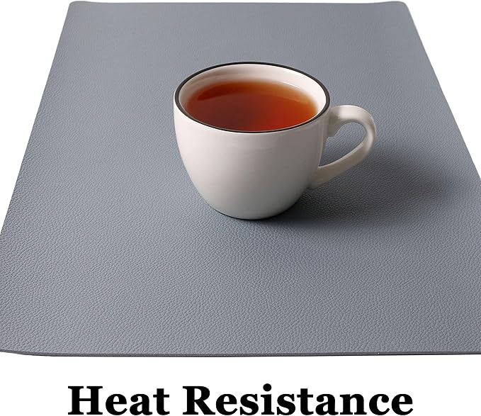 Wipeable Placemats Leather Table Mats Waterproof Heat-Resistant Easy to Clean for Dining Table Set Kitchen Table (4, Pale Blue)