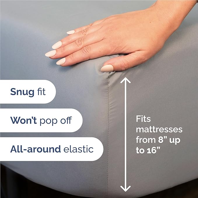 Twin XL 4 Piece Sheet Set - Cooling & Breathable Bed Sheets - Hotel Luxury Bed Sheets for Women, Men, Kids & Teens - Deep Pocket Bedding w/Easy Fit - Soft & Wrinkle Free - Twin XL Steel Blue Sheets