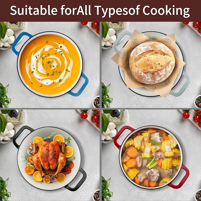 Enamel Cast Iron Dutch Oven with Lid,Dual Handles,Heavy-Duty Cookware for Sourdough Bread Baking,Braising,Stews,Roasting,Oven Safe up to 500째 F,5.5QT,red
