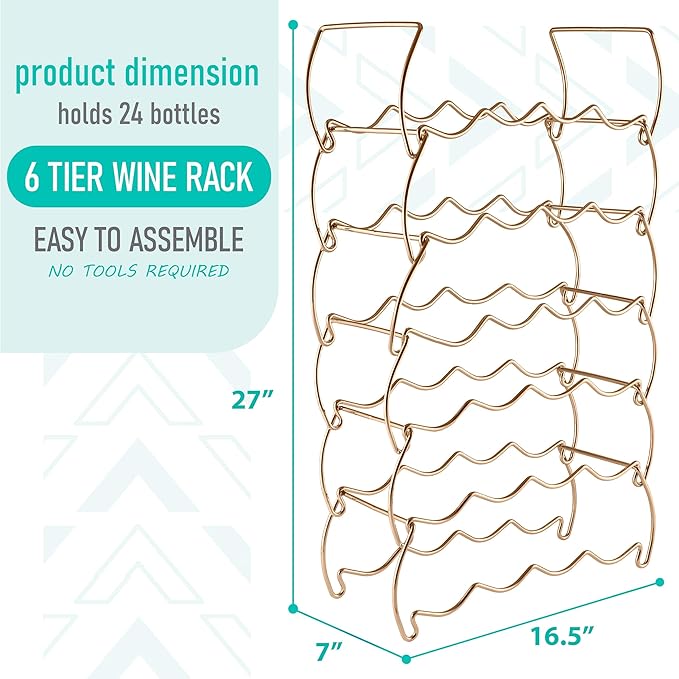 Sorbus 6-Tier Stackable Wine Rack - Classic Style Wine Racks for Bottles - Perfect for Bar, Wine Cellar, Basement, Cabinet, Pantry, etc - Hold 24 Bottles, Metal (Copper)