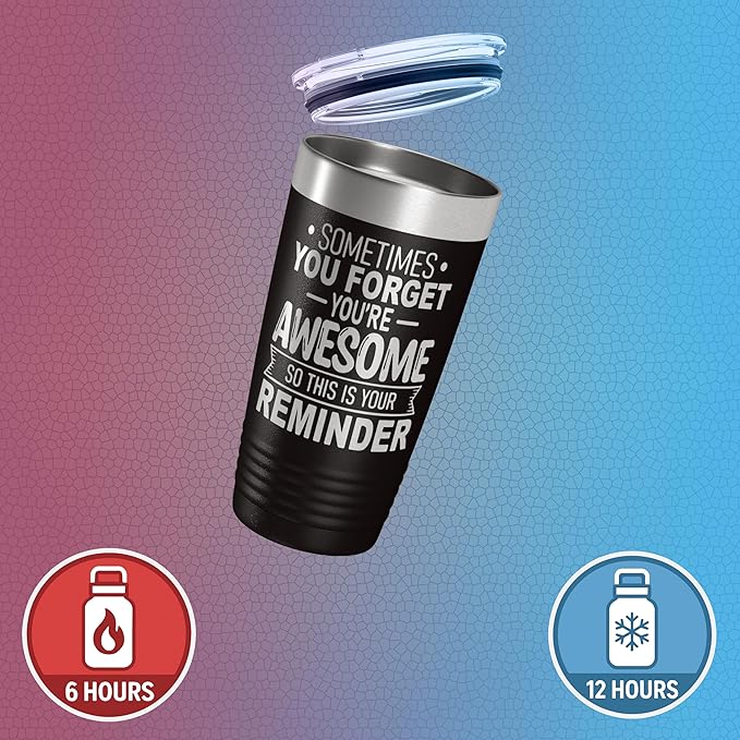 Spotted Dog Company Inspirational Tumbler, Inspirational Gifts for Men Dad Father Wife Sister Women, Birthday For Him Her, You?셱e Awesome Tumbler, Teacher Coworker Gifts 20oz Black