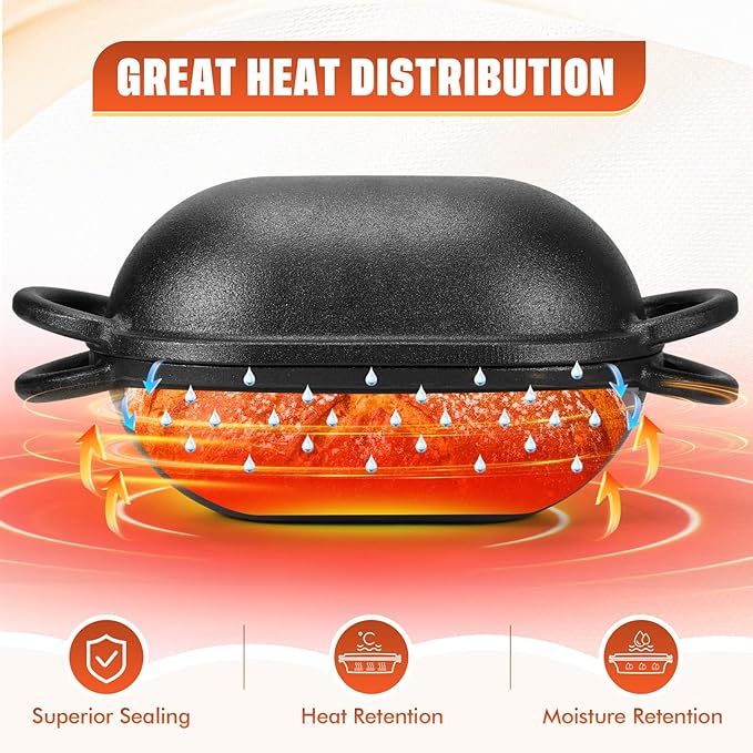 Maxdot 4qt Dutch Oven with Lid Enameled Cast Iron Sourdough Bread Pan for Christmas Baking Non Stick Single with Loop Handles for Christmas Family Homemade Breadbaking(Black)