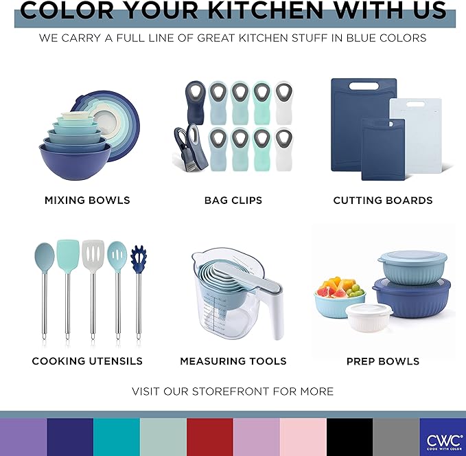 COOK WITH COLOR Bag Clips with Magnet - Chip Clips, Food Storage with Airtight Seal Grip for Bread, Snack and Food Bags (Blue and Grey, Pack of 10)