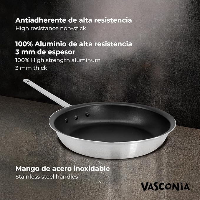 Vasconia Professional 12??Aluminum Fry Pan, Aluminum Skillet with NonStick & Fast-Cool Handle, NSF Certificate
