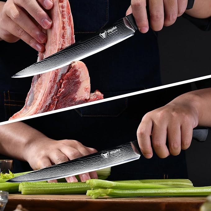 Slicing Knife 9", Long, Thin Blade, Allows for Cleaner Cuts to Preserve Juices and Flavor, Cutluxe Meat Carving Knife ??Turkey Carving Knife,All Tang non-slip handle design,Premium Gift Box