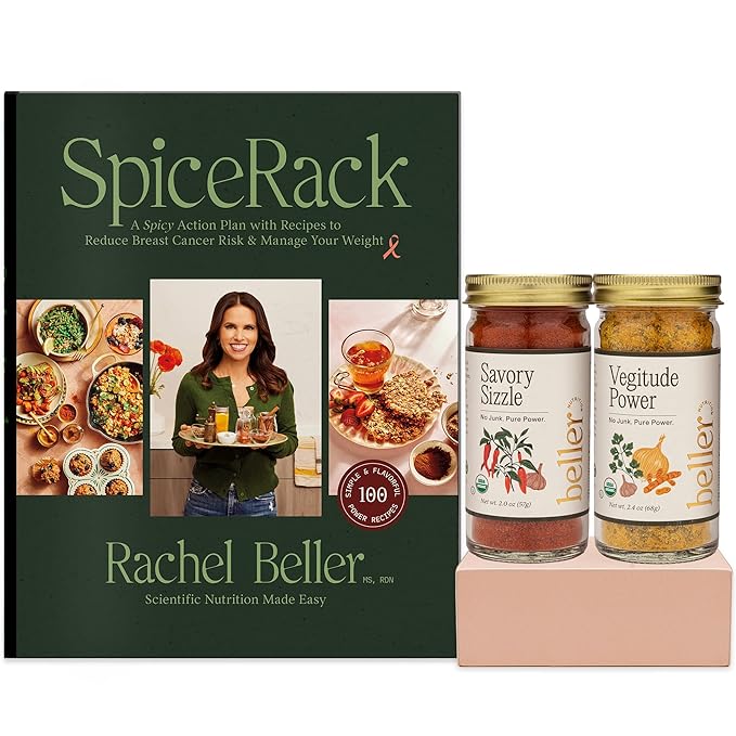 SpiceRack Book Bundle: Nutrition Plan to Reduce Breast Cancer Risk & Manage Your Weight by Rachel Beller + 2 Organic Spice Blends