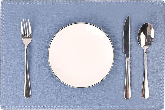 Jovono Set of 8 Faux Leather Placemats, PU Table Mats, Waterproof, Stain Resistant, Heat Resistant, Easy to Clean for Kitchen Dining Table,Conference Table, C Light Bule