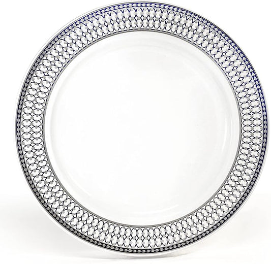 " OCCASIONS " 40 Piece Chargers pack Wedding Party 12'' Disposable Plastic Charger Plates/Chargers (Odissey Blue & Silver)