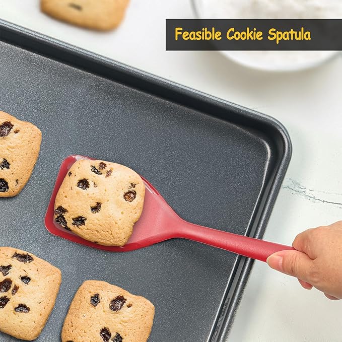 Silicone Spatula Set, 600째F Heat Resistant Silicone Spatula Turner Flipper for Cooking, Non Stick and Non Scratch Kitchen Utensils for Eggs & Pancakes, 4 Pack, Red