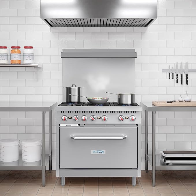 KoolMore 36 in. 6 Burner Commercial Liquid Propane Range with Oven (KM-CR36-LP)