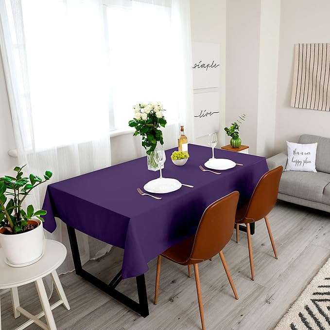Utopia Kitchen Rectangle Table Cloth 2 Pack(60x102 Inches, Purple), Tablecloth Machine Washable, Polyester Table Cover for Dining, Buffet Parties, Picnics, Events, Weddings and Restaurants