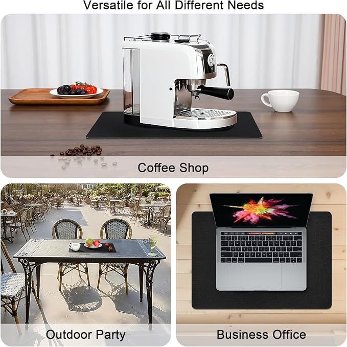 Myir JUN Placemats Dual Sided, Faux Leather Place Mats Set of 8 Indoor Placemats for Dining Table Non-Slip Washable Placemats Heat Resistant Outdoor Table Mats (Set of 8, Black)