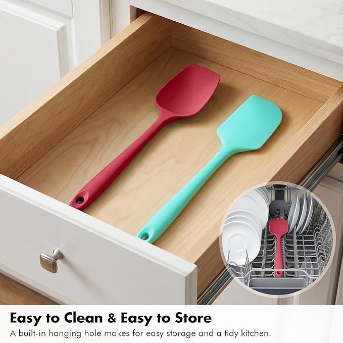 2 Pieces Silicone Spatula Set: Ironberry 600쨘F Heat Resistant Food Grade Cooking & Baking Utensils, Kitchen Flexible Nonstick Rubber Scraper for Scraping, Mixing, Scrambling, Flipping (Multicolor 2)