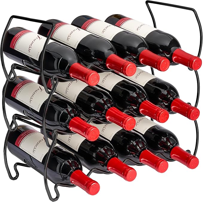 Sorbus 6-Tier Stackable Wine Rack - Classic Style Wine Racks for Bottles - Perfect for Bar, Wine Cellar, Basement, Cabinet, Pantry, etc - Hold 24 Bottles, Metal (Black)