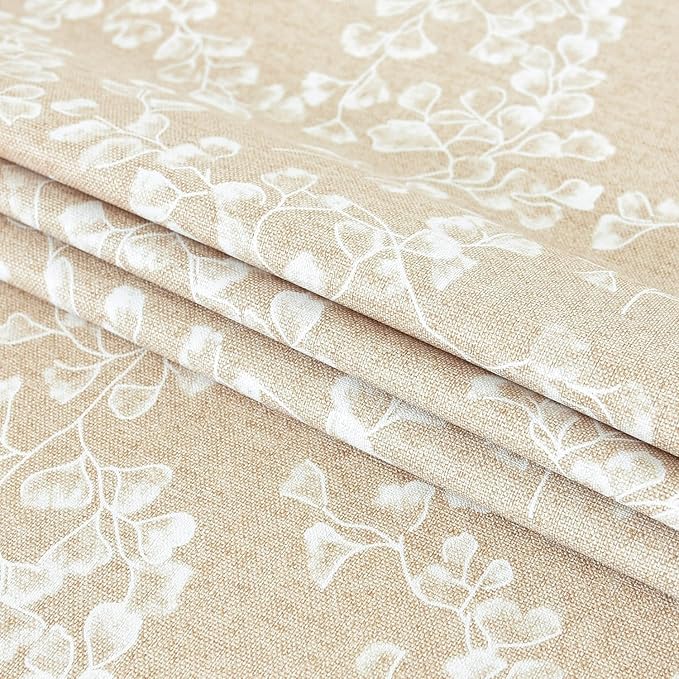 LOHASCASA Heavy Duty Vinyl Oilcloth Tablecloth PVC Waterproof Plastic Wipeable Spillproof Peva Tablecloth for Spring Outdoor Camping Picnic Oblong 54x84 Inch Tan Flower