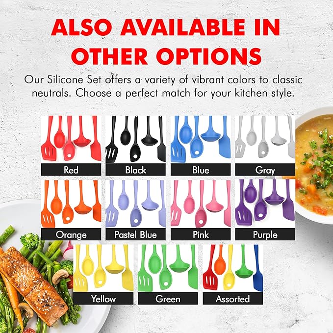 Chef Craft - Premium Silicone Kitchen Tools and Utensils Set, Non-Scratch, Withstands Temperatures up to 450째F, BPA-Free, 5 Piece Cooking Utensils Set, Gray