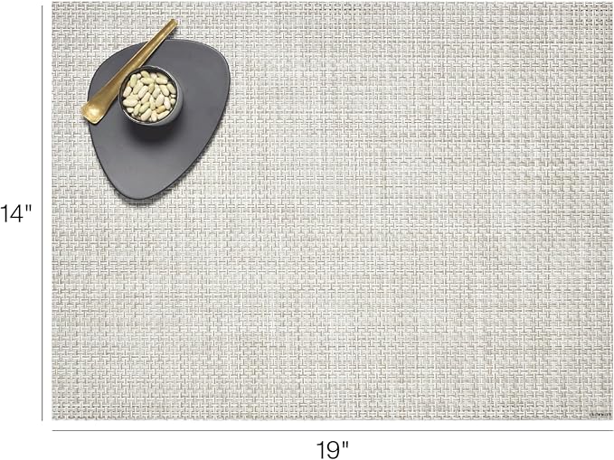 Chilewich Basketweave Placemats in Natural - Set of 4 - Easy Care Woven Tabletop Textiles - Indoor/Outdoor - 19" x 14" Rectangle