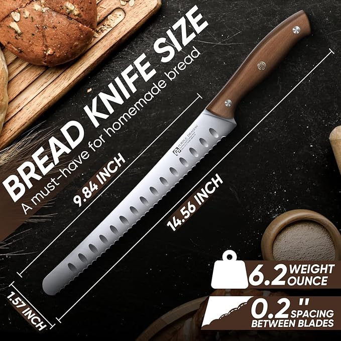Purple Dragon Bread Knife for Homemade Bread, Serrated Knife - German High Carbon Steel Slicing for Sourdough - Cake and Fruits - Anniversary Idea Gift - Rounded Christmas Gift for Men and Women
