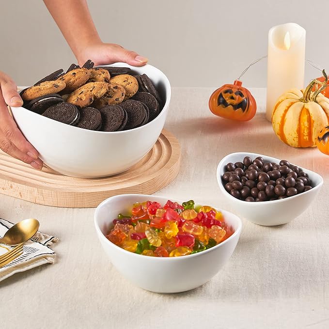 LYEOBOH 3 Tier Serving Bowls Set with Collapsible Thicker Metal Stand, Oval Serving Dishes for Entertaining Tiered Serving Stand for Fruit, Dessert, Candy, Chip and Dip (Black)