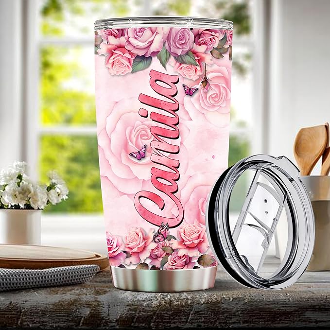 WONWIX Personalized Skating Gifts for Women, Insulated Stainless Steel 20oz Coffee Cup Mug Tumbler Water Bottle Perfect Christmas, Birthday, Mother's Day Gift for Wife, Daughter, Girlfriend