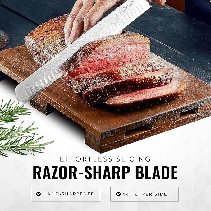 Cutluxe Carving Knife Set for BBQ & Brisket ??Razor Sharp German Steel Slicing and Boning Knife for Meat Cutting, Full Tang & Ergonomic Handle, Grilling Gifts for Men ??Artisan Series