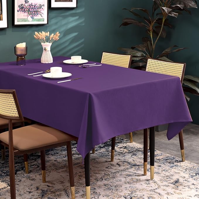 BALCONY & FALCON Rectangle Table Cloth ??Waterproof, Wrinkle-Resistant Dust-Proof Farmhouse Tablecloth for Dining, Kitchen, Party Decorations, Halloween Fall Gatherings (Purple, 55" x 71")
