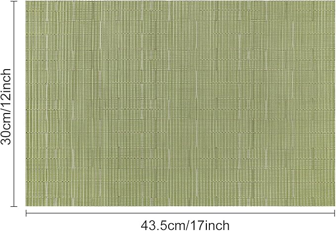 Myir JUN Placemats Set of 4, Vinyl Woven Placemats Place Mats Indoor Set of 4 Washable Table Mats Non-Slip Place mats for Dining Table (Green, Set of 4)