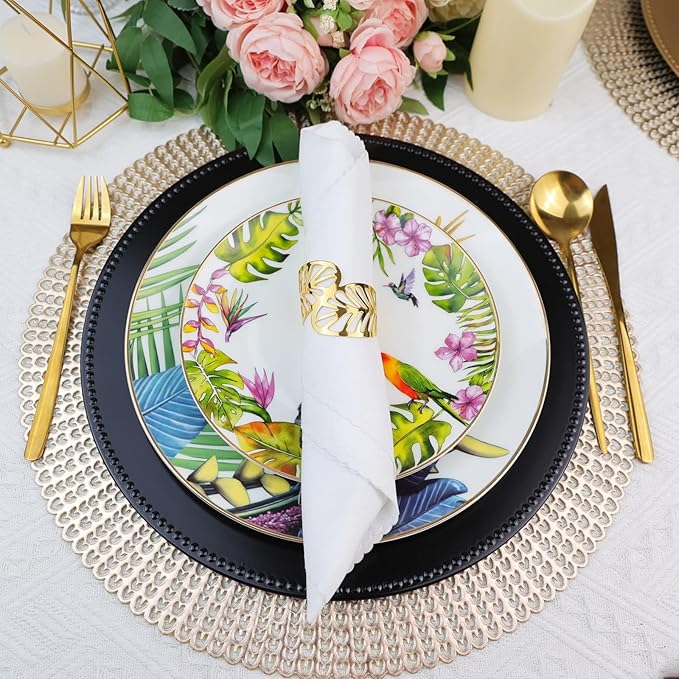 Set of 12 Plastic Black Charger Plates, Elegant Chargers for Table Dinner Decoration, Wedding, Holiday,13"
