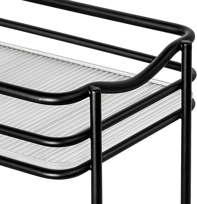 LYNK PROFESSIONAL짰 Pull Out Spice Rack Organizer for Inside Kitchen Cabinets - 4-3/8 inch Wide - Slide Out Drawer ??Black Sliding Spice Cabinet Organization Shelf Racks - 2 Tier