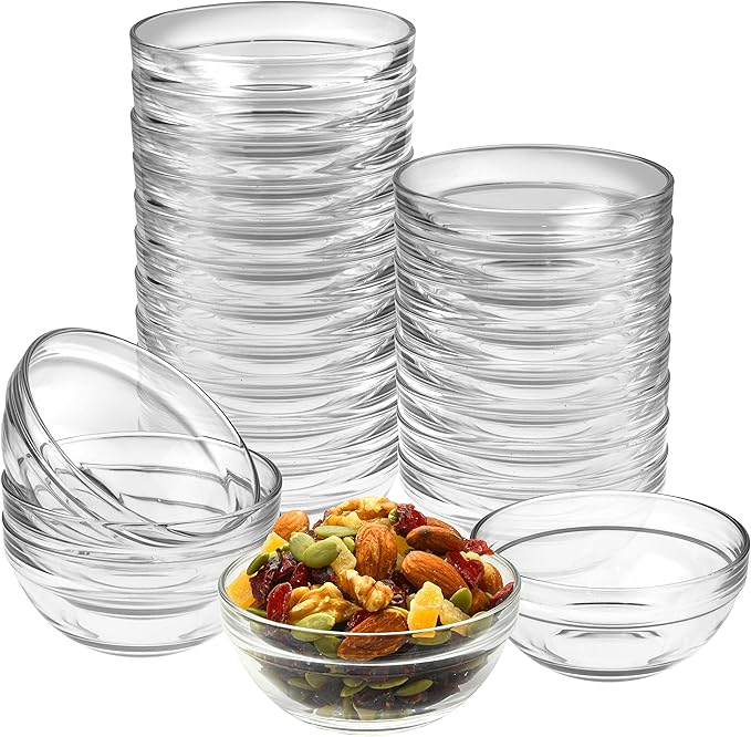 Lartique Mini 3.5 Inch Small Glass Bowls - Small Bowls Perfect for Prep, Dips, Nuts, or Candy - Meal Prep Bowls or Dessert Bowls, Set of 24